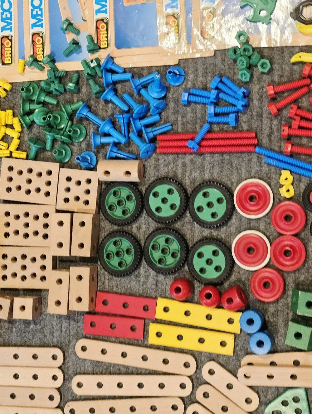 Vintage Brio Mec Construction Set Wood Plastic Toys Tools Stem Parts